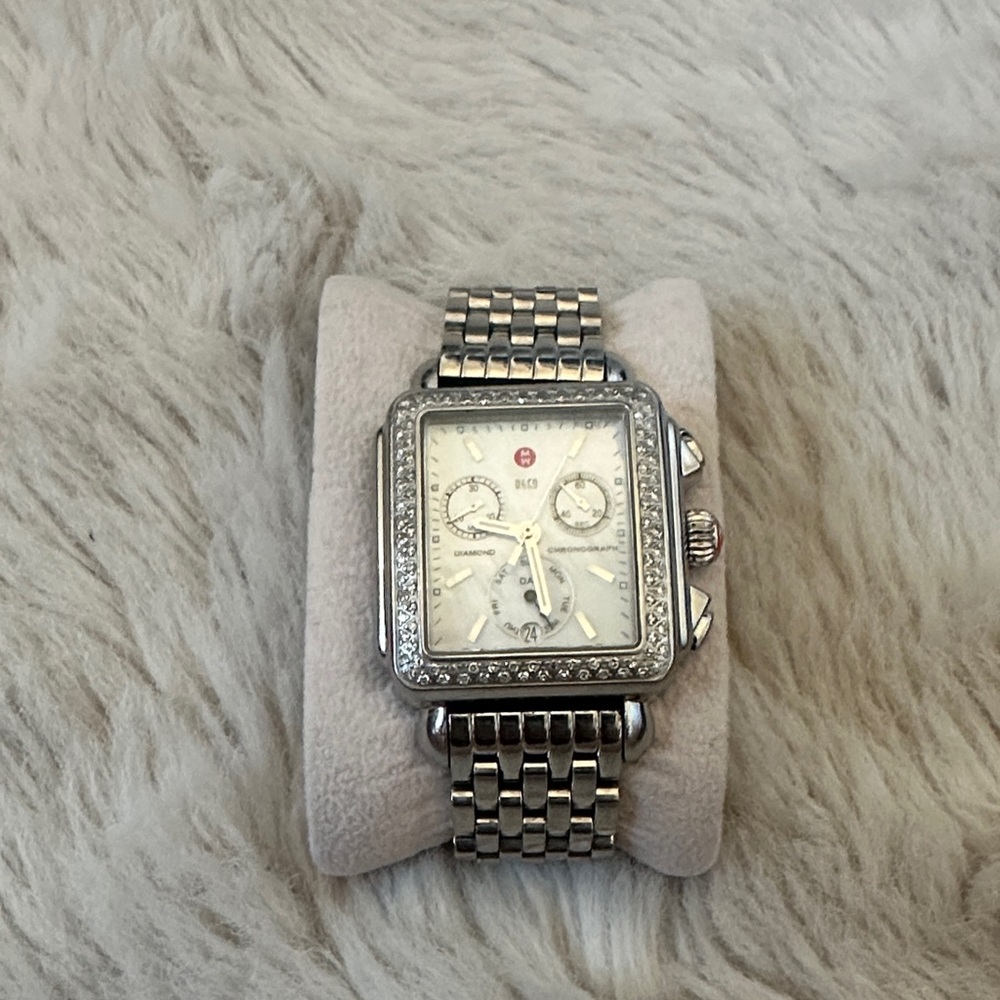 Michele Silver Watch with real Diamond Bezel